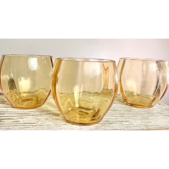 Gold Vintage Roly Poly Rocks Set of 5 Glasses - Picture 2 of 8